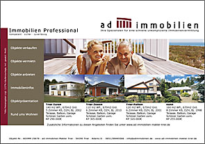 Flyer für Immobilien von AD Immobilien Group Trier